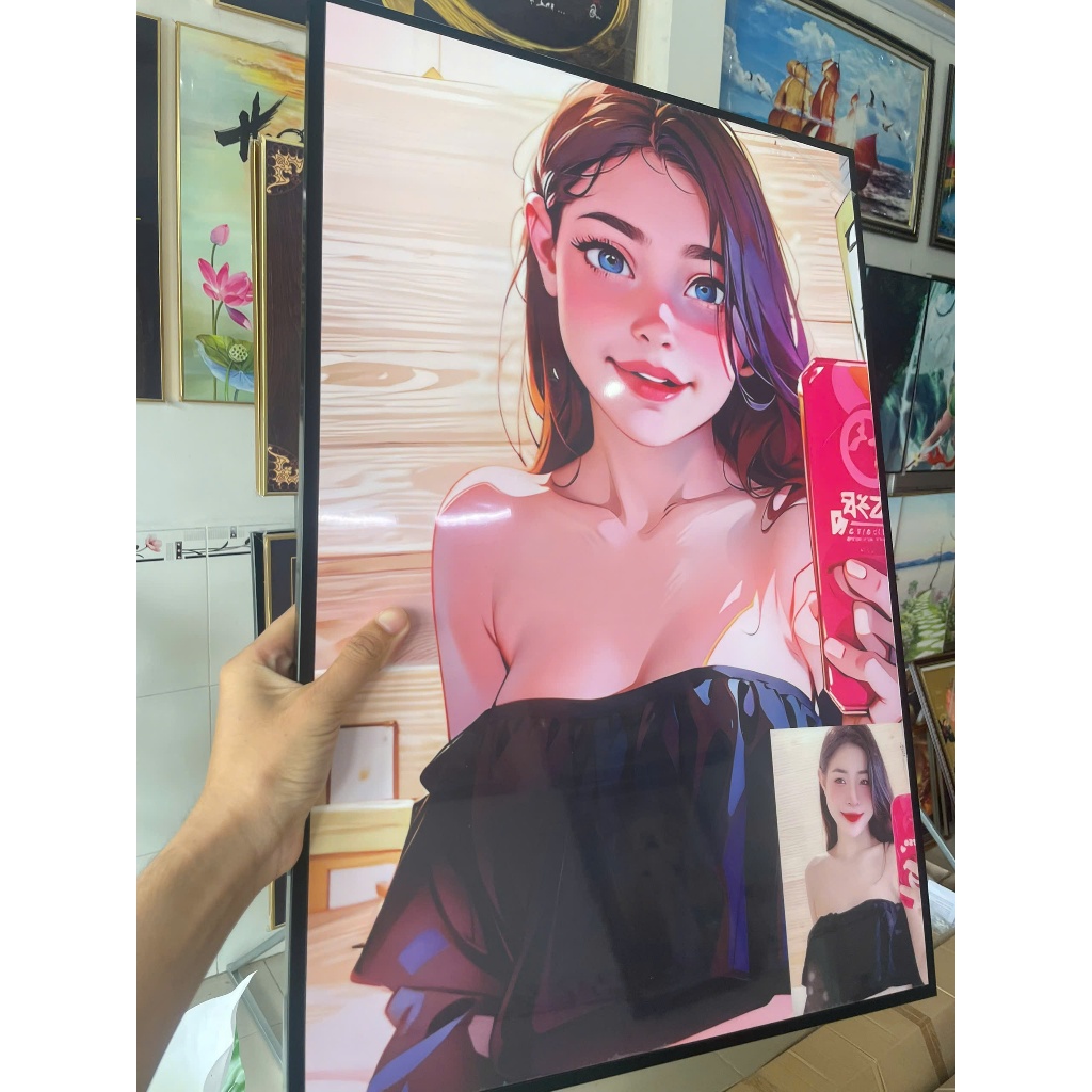 (50x70cm) IN TRANH TRÁNG GƯƠNG THEO YÊU CẦU - TRANH GỖ TREO TƯỜNG KHUNG COMPOSITE CAO CẤP