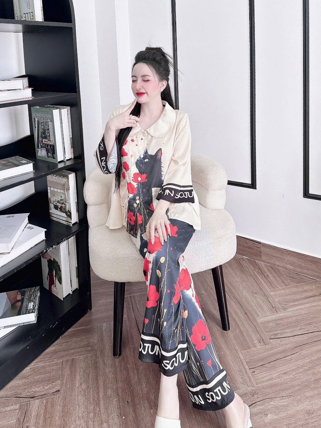 Ảnh Đồ Ngủ Pijama Bigsize Nữ SOJUN Bộ TLQD Cổ Sen Thiết Kế Lụa Latin Cao Cấp 45-68kg 2