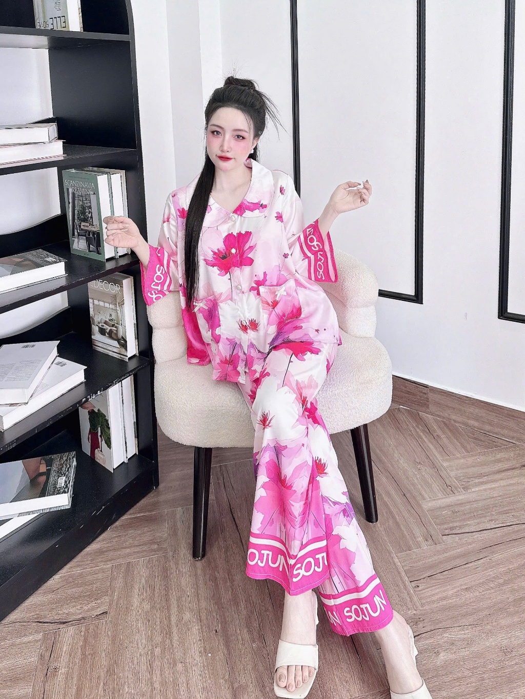 Ảnh Đồ Ngủ Pijama Bigsize Nữ SOJUN Bộ TLQD Cổ Sen Thiết Kế Lụa Latin Cao Cấp 45-68kg 3