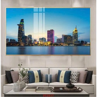 Tranh Phong Cảnh Sài Gòn - Vẻ Đẹp Thành Phố 01 - Tranh Laminate Tráng Gương Cao Cấp Bo Viền