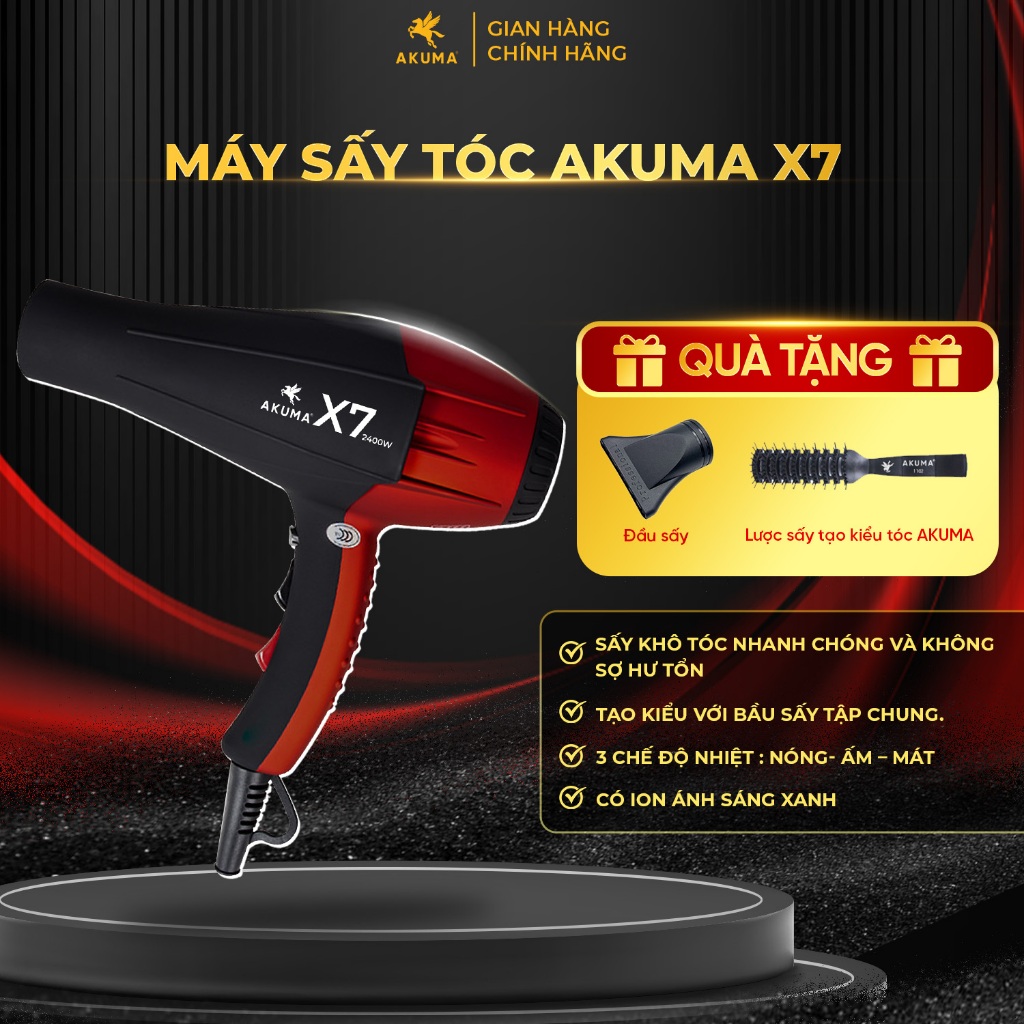 Ảnh Máy Sấy Tóc AKUMA X7 Công Suất Lớn 2400W - Cho Salon Tóc Chuyên Nghiệp, 2 Chiều Nóng Lạnh, Lõi Đồng, Đồ Bền Cao 1