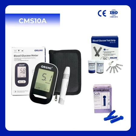 Máy đo đường huyết Oromi CMS10A + 50 Que thử + 50 Kim lấy máu - Bảo hành trọn đời máy