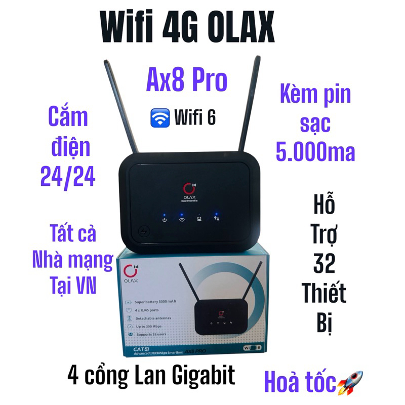 Bộ phát wifi 4G Olax AX8 Pro cắm điện có kèm pin sạc 5.000ma | Shopee ...