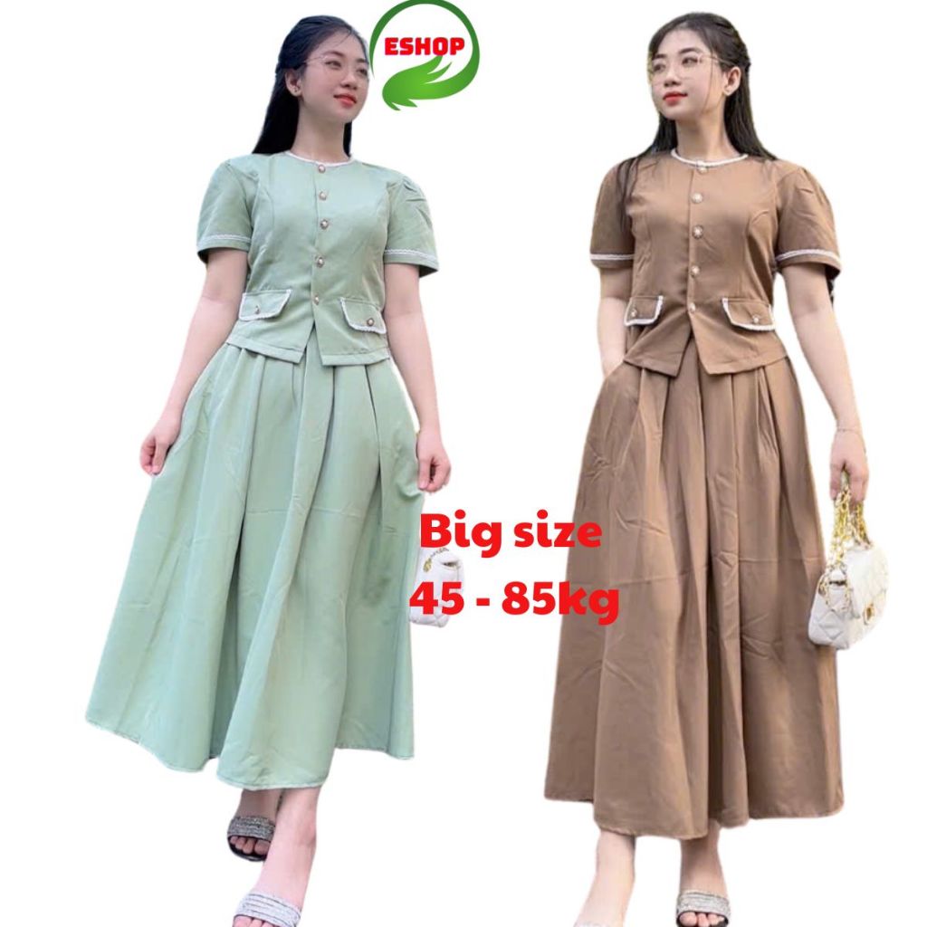 Set đồ đẹp set đồ nữ mùa hè bigsize set váy dài chữ A xòe áo tay ngắn thiết kế đẹp dễ thương ESHOP váy hè đi biển MS359