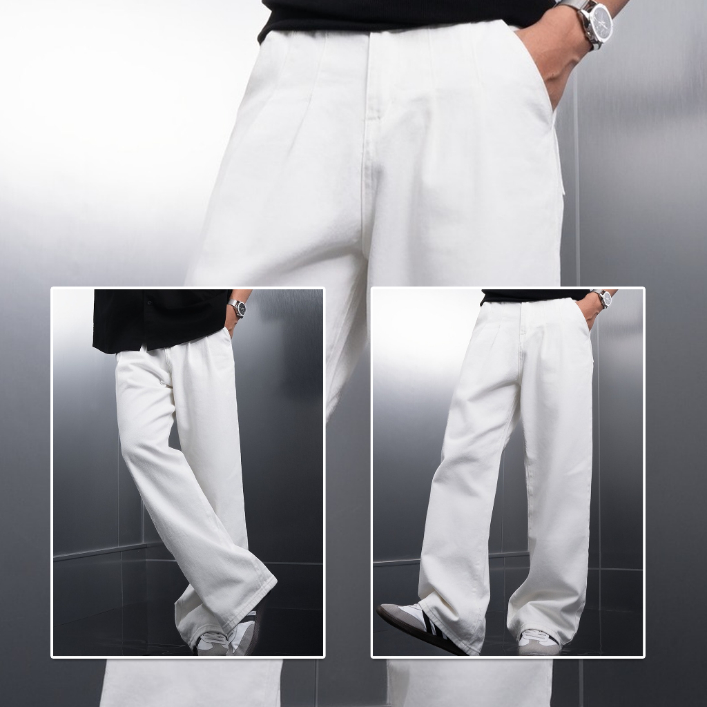 Ảnh Quần jeans dài nam REVAL ống rộng xếp ly CAPMAN CLUB, thoải mái đi học - đi làm - đi chơi 2