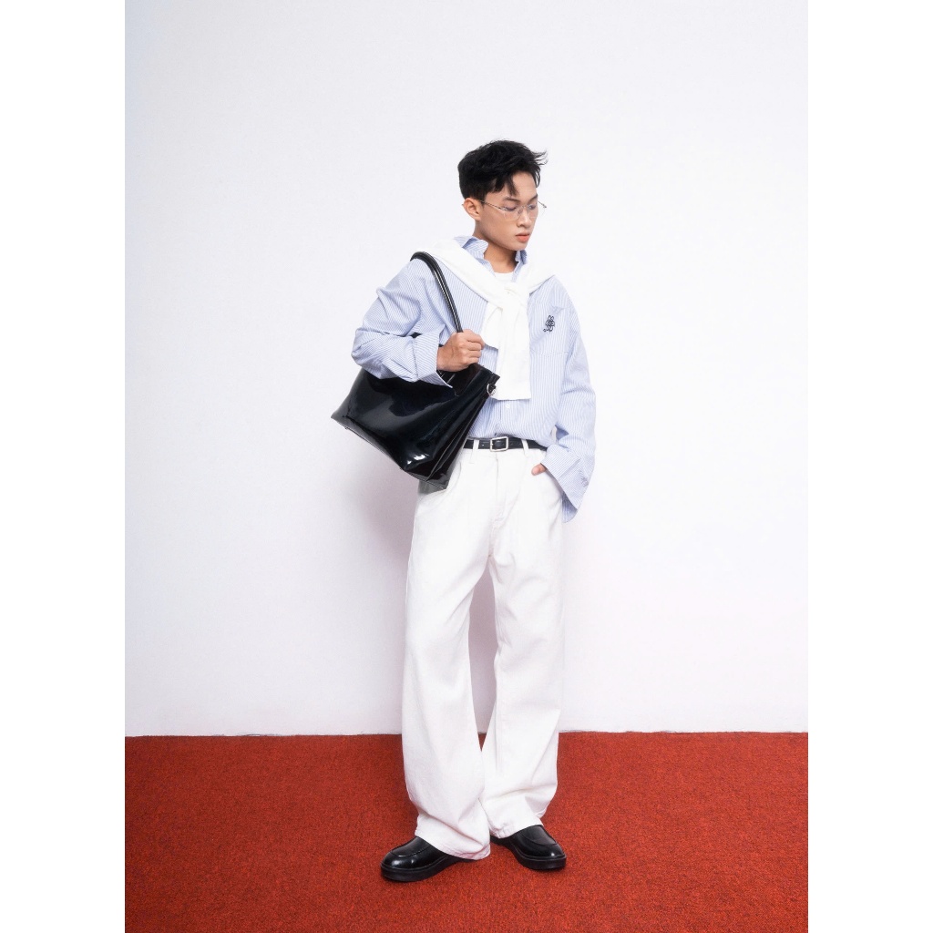Ảnh Quần jeans dài nam REVAL ống rộng xếp ly CAPMAN CLUB, thoải mái đi học - đi làm - đi chơi 4