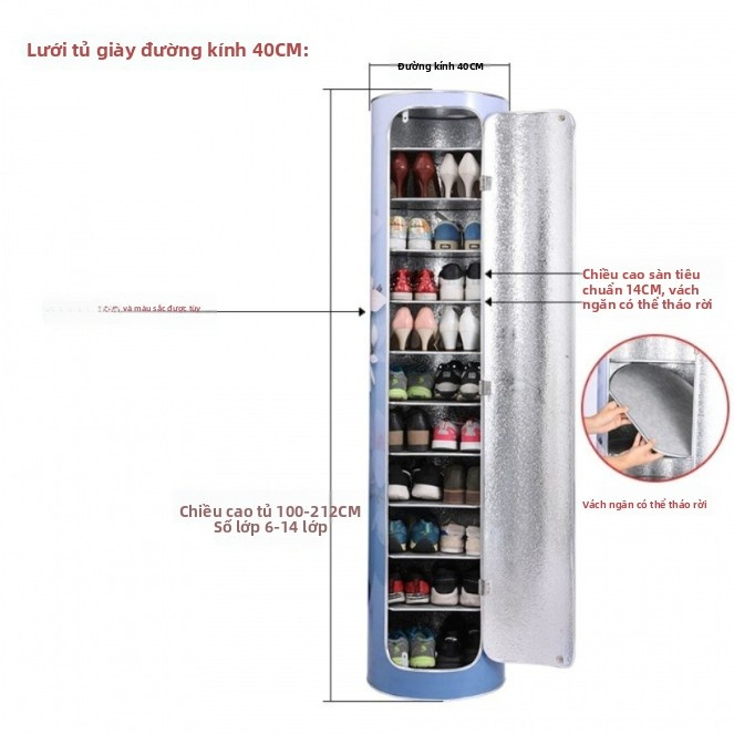 Tủ giày xoay tròn sáng tạo, giá để giày hình trụ nhiều tầng đơn giản, hiện đại, tủ giày đại sảnh dung tích lớn