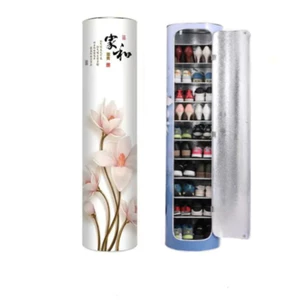 Tủ giày xoay tròn sáng tạo, giá để giày hình trụ nhiều tầng đơn giản, hiện đại, tủ giày đại sảnh dung tích lớn