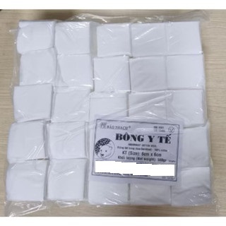 Bông gòn cắt miếng  6x6cm – 3x3cm Gói 500 gam – Bông y tế Bảo Thạch