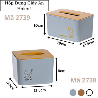 Hộp Đựng Giấy Để Bàn Nắp Nhựa Giả Gỗ, Hộp Giấy Ăn Hình Vuông Đa Năng Để Bàn Tiện Dụng 2738/2739