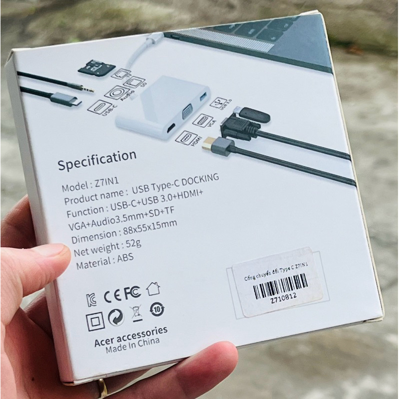 Cổng chuyển ZoneLink Z7IN1 USB-C Hub sang VGA,HDMI,USB3.0