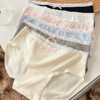 Quần Lót Nữ Cotton Viền Ren Nhẹ Nhàng Đính Nơ Màu Xinh, Quần Chip Mềm Thoáng Khí Đáy 2 Lớp Kháng Khuẩn King Shop L-4119