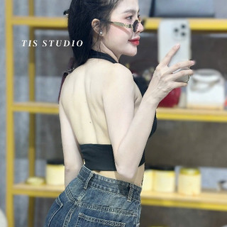 Áo Crop cổ yếm Khoét Sâu Cổ Hở Lưng Có SẴn ĐỆM