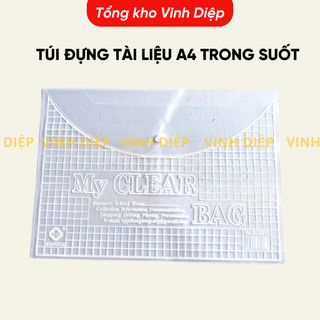 .Túi đựng hồ sơ clear khổ A4 có khuy, cúc trong suốt