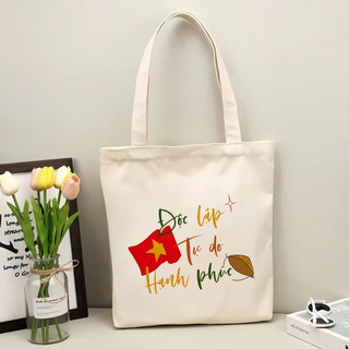 Túi tote, Túi vải bố canvas cotton Độc lập tự do nhiều màu đeo vai thời trang đựng vừa A4 - tot2019