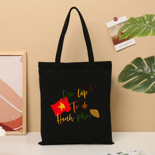 Túi tote, Túi vải bố canvas cotton Độc lập tự do nhiều màu đeo vai thời trang đựng vừa A4 - tot2019