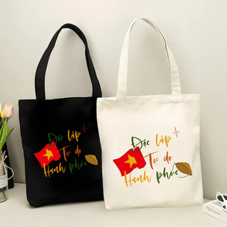 Túi tote, Túi vải bố canvas cotton Độc lập tự do nhiều màu đeo vai thời trang đựng vừa A4 - tot2019