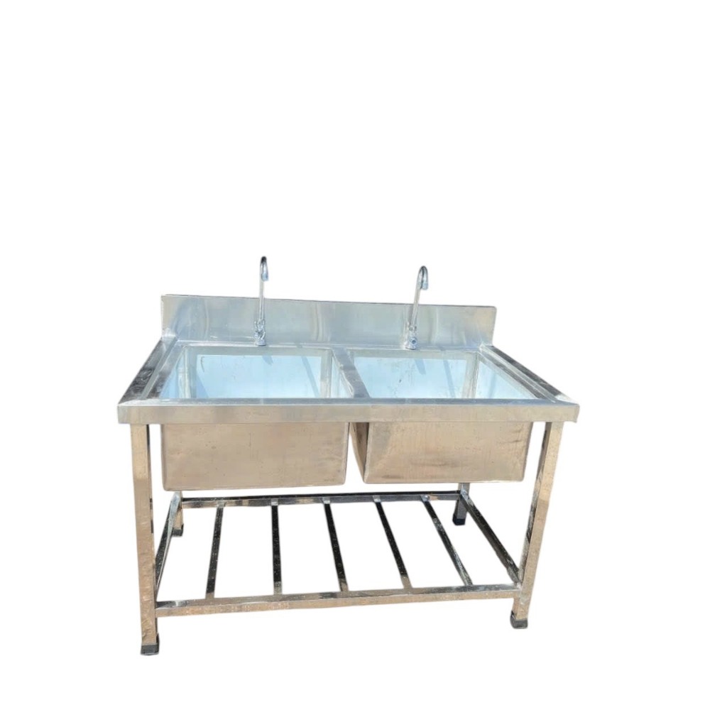 Chậu rửa chén bát công nghiệp inox 304 chậu đôi 2 hộc dùng cho gia đình, phòng trọ, quán ăn
