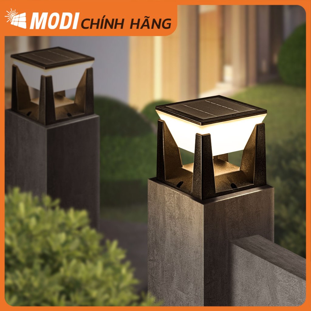Ảnh Đèn Trụ Cổng Năng Lượng Mặt Trời MODI SOLAR, Đèn LED Hàng Rào Sân Vườn Ngoài Trời Chống Nước 1