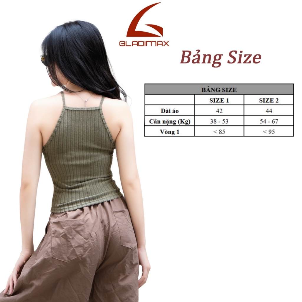 Áo Hai Dây Cổ Yếm CY156 Thời Trang Hottrend Gladimax, Áo Hai Dây Croptop Chất Tăm Gold Nhật Tôn Dáng Cách Điệu
