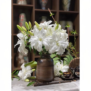 Set 3 Lọ Bình Cắm Hoa Bát Tràng Men Nâu Mộc Vân Ganh Khắc Nổi Trang Trí Phòng Khách Vintage Cao Cấp
