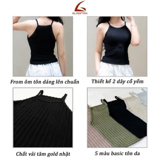 Áo 2 Dây Cổ Yếm CY156 Chất Tăm Gold Nhật Tôn Dáng l Thiết Kế Croptop Cách Điệu Cho Nữ 2025