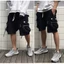 QUẦN SỌT TÚI HỘP 2 CHỐT IN LOGO kiểu khóa ngang ,short đùi lững nam nữ màu đen chất kaki tốt