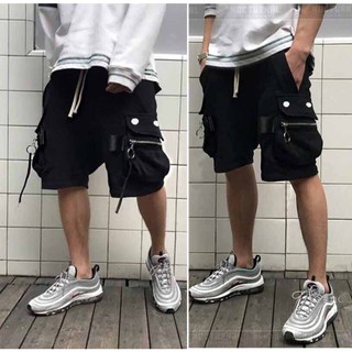 [ MỚI SIÊU HÓT ] QUẦN SỌT TÚI HỘP 2 CHỐT IN LOGO kiểu khóa ngang ,short đùi lững nam nữ màu đen chất kaki tốt