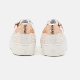 Giày thể thao thời trang bigsize nữ mùa hè Tamaris kéo khoá màu trắng độn đế tăng chiều cao , sneaker thời trang cao cấp