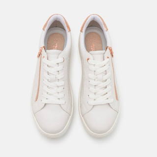 Giày thể thao thời trang bigsize nữ mùa hè Tamaris kéo khoá màu trắng độn đế tăng chiều cao , sneaker thời trang cao cấp