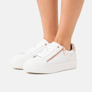 Giày thể thao thời trang bigsize nữ mùa hè Tamaris kéo khoá màu trắng độn đế tăng chiều cao , sneaker thời trang cao cấp