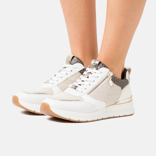 Giày thể thao bigsize nữ mùa hè Tamaris màu trắng độn đế tăng chiều cao kéo khó cạnh , sneaker thời trang vnxk