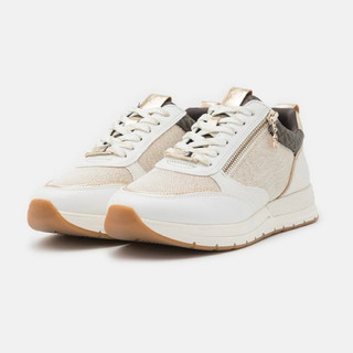 Giày thể thao bigsize nữ mùa hè Tamaris màu trắng độn đế tăng chiều cao kéo khó cạnh , sneaker thời trang vnxk