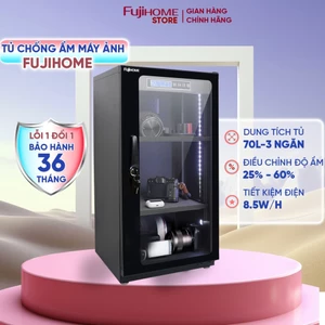 Tủ chống ẩm máy ảnh 30L-70 Lít FUJIHOME bảo hành 3 năm, tủ hút ẩm máy ảnh điện tử 70L 3 ngăn chống nước dry cabinet