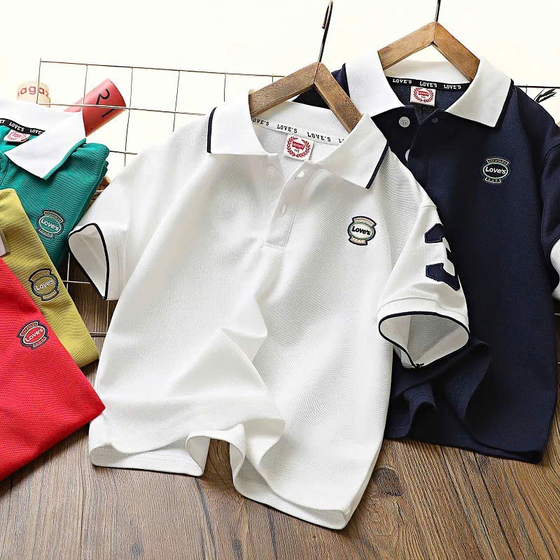 Áo polo bé trai 18-52kg mẫu chữ LOVE. Chất liệu co dãn, thiết kế đẹp. H36