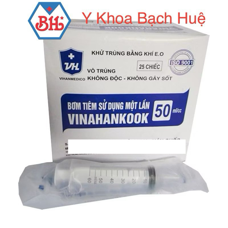 Bơm tiêm 50ml, 50cc Vinahankook, dụng cụ sử dụng 1 lần.