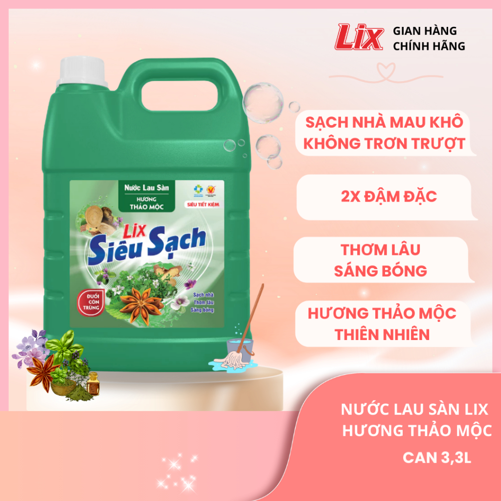 Ảnh Nước lau sàn siêu sạch hương thảo mộc, nhà sáng bóng, thơm lâu , sử dụng phù hợp với mọi loại sàn nhà Lixco Việt Nam 3