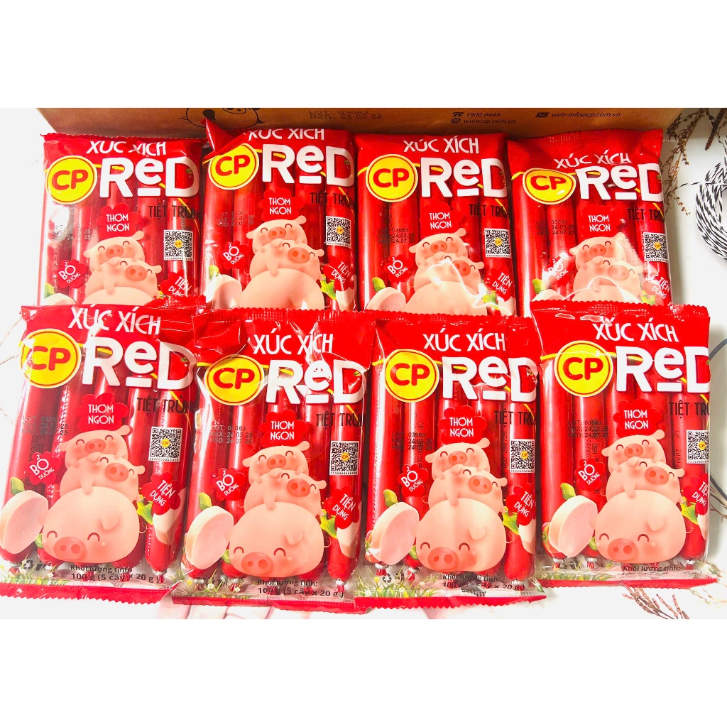 3 Gói Xúc xích tiệt trùng Heo CP (mỗi gói 100g_ 5 cây)