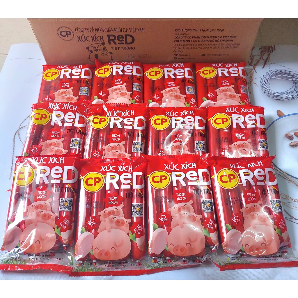 Set 12 Gói Xúc Xích Heo CP Tiệt Trùng_Mỗi gói 100g