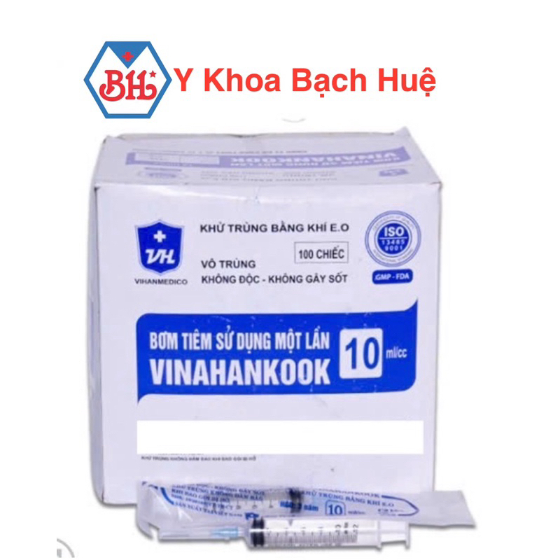 Hộp 100 cái  Bơm tiêm 10cc, Bơm tiêm 10ml Kim 23G và 25G.