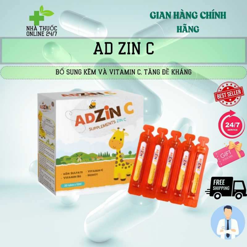 [chính hãng] ADZIN C – BỔ SUNG KẼM VÀ VITAMIN C (H/20 ỐNG) | Shopee ...