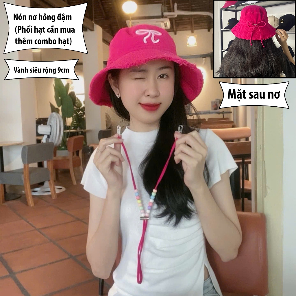 Mũ Bucket Tua Rua Trơn Vành Rộng Chống nắng Form Unisex Nam Nữ