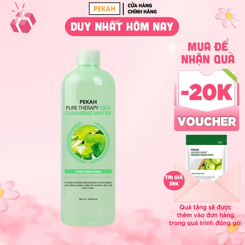 Ảnh Nước tẩy trang rau má PEKAH ngăn ngừa cải thiện da mụn Pure Therapy Cica Cleansing Water 500ml 1