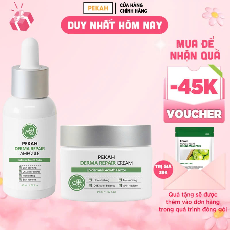 Ảnh COMBO SERUM PEKAH Derma Repair Ampoule 50ml & KEM DƯỠNG PEKAH Derma Repair Cream 50ml Giúp Phục Hồi Và Cải Thiện Da Mụn 1