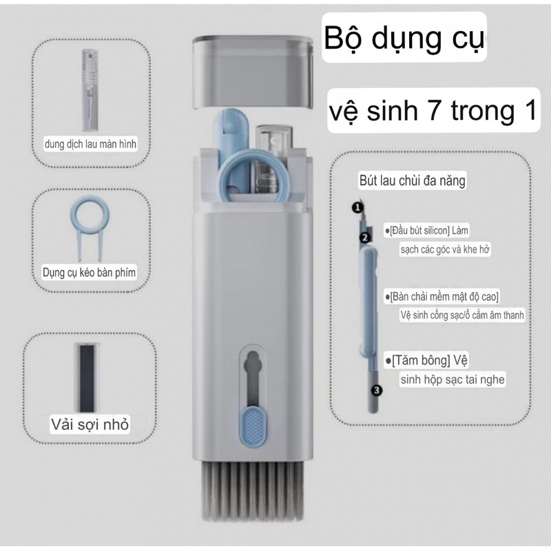 [SẴN GIAO] Bộ dụng cụ vệ sinh 7in1 bàn phím cơ Laptop máy tính Bộ Vệ Sinh Bàn Phím Màn Hình Tai Nghe Điện Thoại Nhỏ Gọn | BigBuy360 - bigbuy360.vn