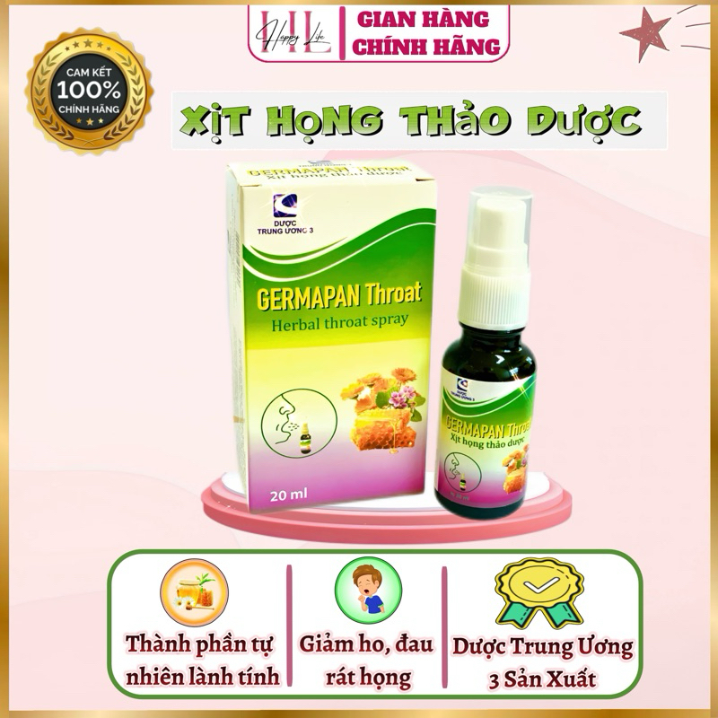 ✅[Hàng chính hãng] Xịt họng thảo dược Cúc la mã, bạc hà cam thảo giảm ho hiệu quả lọ 20 ml