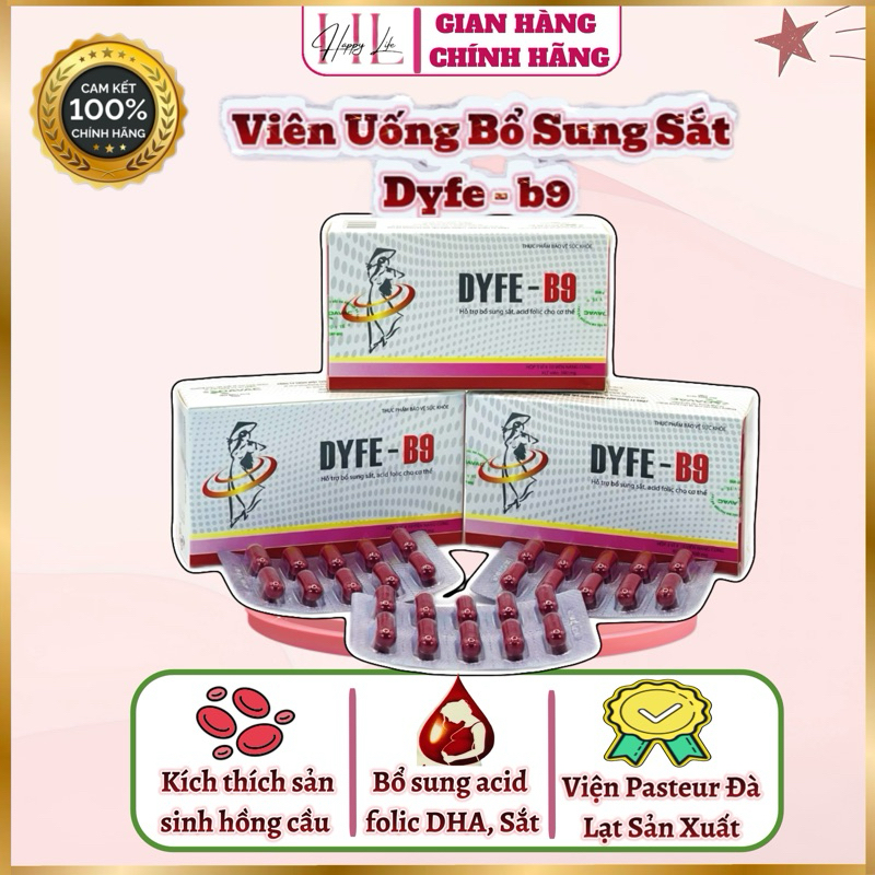 ✅[Hàng chính hãng] Bổ sung Acid folic , sắt DYFE B9 hạn chế tình trạng thiếu máu Viện Pasteur Đà Lạt