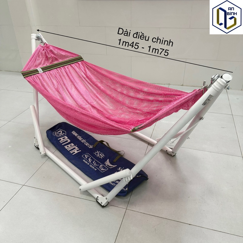 Bộ Võng Xếp Mini Cho Bé, Lưới Võng Xuất Khẩu Hàn Quốc Cỡ Rộng, Khung Phi 32 Sơn Tĩnh Điện Chịu Tải 150Kg