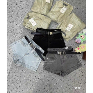 QCL1 3170 Quần sooc jeans cạp cao kèm belt siu tôn dáng xịn sò