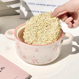 Nồi sứ kèm thìa đũa hoạ tiế nơ hồng xinh xỉu